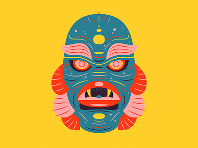 The Creature color creature creature from the black lagoon halloween horror illustration monster orange spooky vibrant yellow