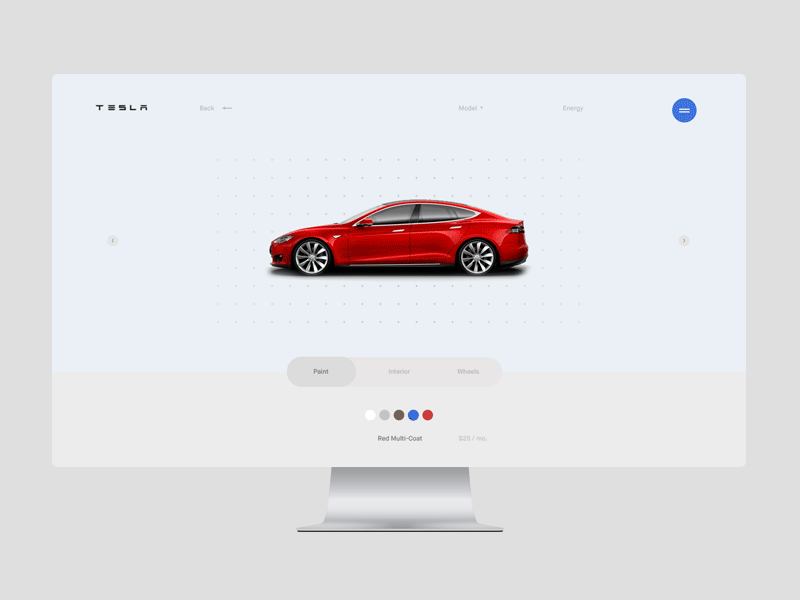 Tesla auto clear concept future minimalism tesla ui web website