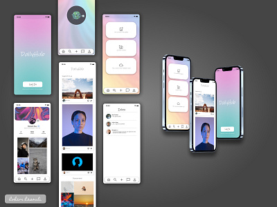 DailyHub Social Platform UI Design (Imaginary Platform) app branding design graphic design mobile ui