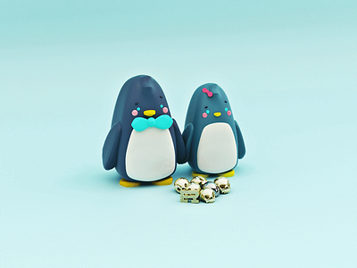 couple of penguins 🐧🐧 c4d cinema cinema4d modeling penguins pingüinos practice