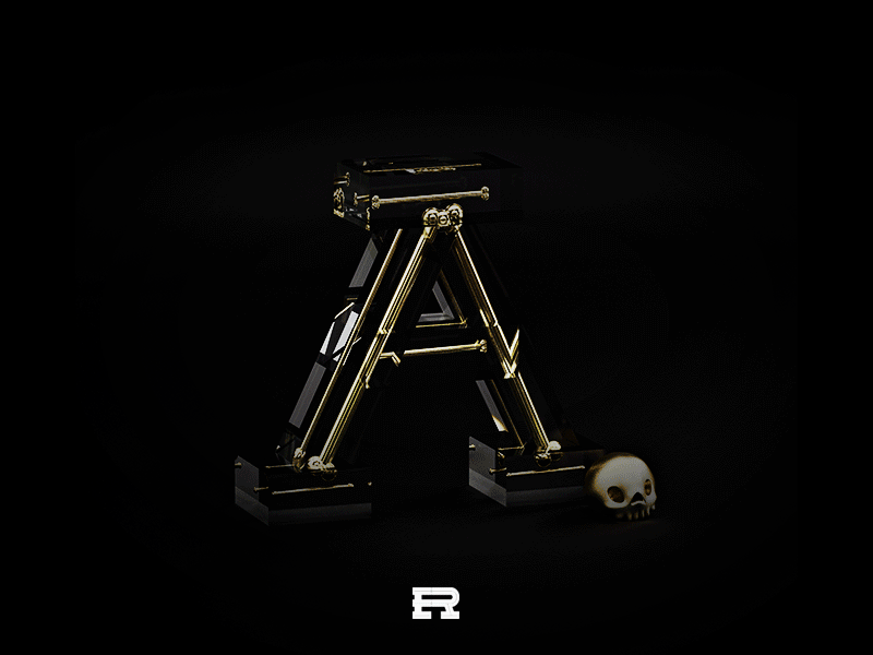 36 days of type 2018 36daysoftype abc atoz blck c4d cinema4d fonts gold model skull type white