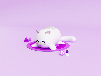 Sleepy kitten 😸 3dart 3ddesign 3dmodel 3dmodelling c4d cat cinema4d gatito gato kitten lovecat punk purrr