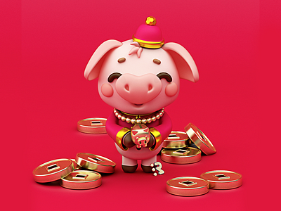 Chinese New Year 🐷🎊 año nuevo bacon character design china chinesenewyear cinema4d design pig piggy puerquito