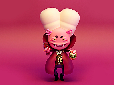 Draxolotl 🧛‍♂️ #drawthisinyourstyle ajolote axolotl c4d character character design cinema4d design drácula murciélago personaje vampiro