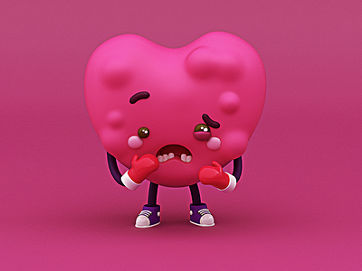 Heartrudo knocked ❤️ amor be my valentine character design cinema4d corazón diseño día del amor heart love san valentín valentine