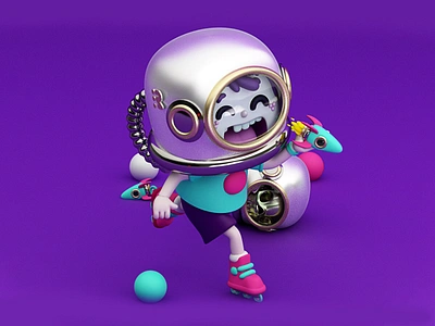 Roller/Astronaut boy!! 🚀 astronaut astronauta boy c4d childhood cinema4d cosmonauta kid luna moon patín roller