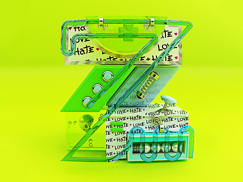 Letter “Z” 3d skull hate love 36dot 36days-z 36daysoftype-z 36daysoftype 36