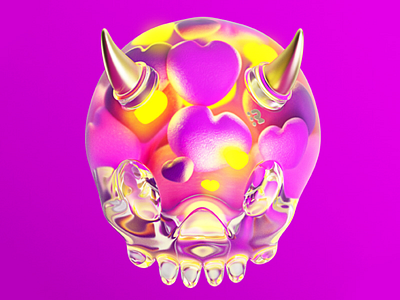 HEART 💜 3d 3dart 3dmodel colores colors corazones corazón cristal cráneo heart skull