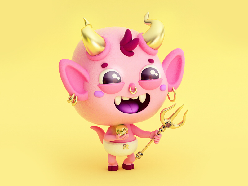 Pinky Diablito 😈✨ evil devil bad skull cráneo bonito rosa kawaii cute 2cute2fail pictoplasma diablito