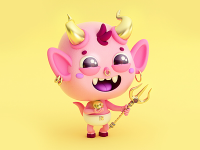 Pinky Diablito 😈✨ 2cute2fail bad bonito cráneo cute devil diablito evil kawaii pictoplasma rosa skull