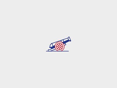 Flying like a cannon ball army cannon coat of arms flat icon logo minimal
