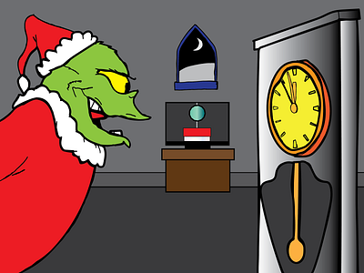 The Grinch Waits To Steal New Year's design graphic design illustration