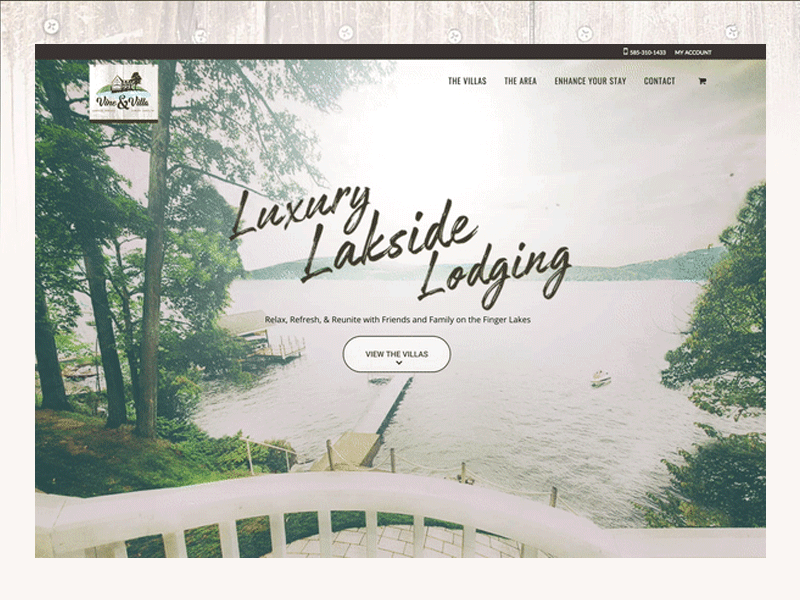 Vine & Villa Homepage brand identity design finer hand drawn lakes vacation web