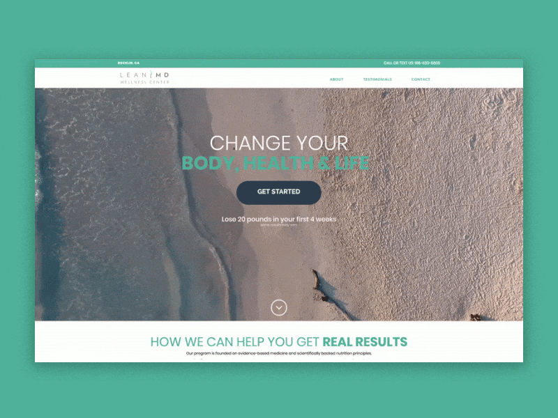 Lean MD Homepage gif animation landing page web design ui exercize fitness health