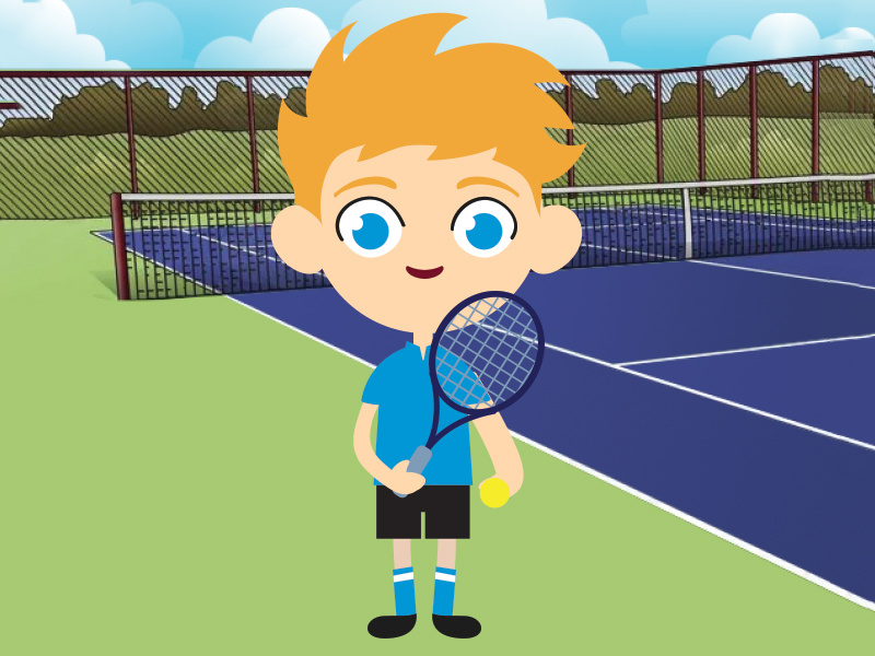 Tennis Timmy brochure children kids flat vector illustration