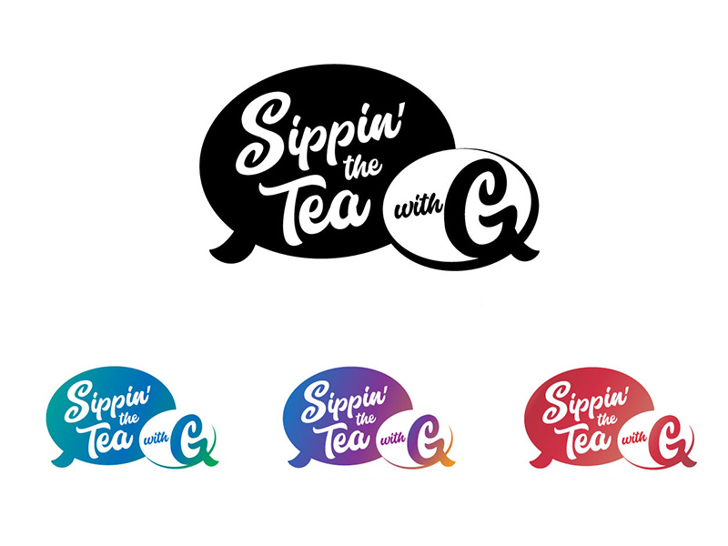 Sippin' the Tea vector gradient typography thumbnails podcast logotype logo branding brand