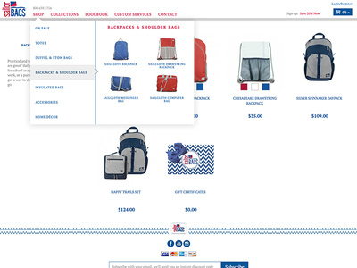 Sailor Bags Shop & Drop branding design ecommerce interface ui ux web