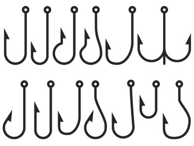 Hooks black fishing hooks illustration vector white
