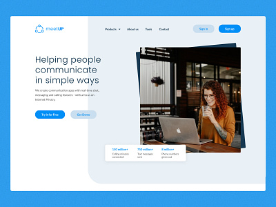 SAAS Landing Page chat clean conference event live live streaming meeting minimalist online meet seminar speakers tm22b ui uiux ux video call web website workshop zoom