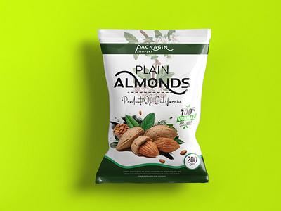 Plain Almonds Nuts Packaging Design 3d branding cbd label design graphic design label design logo packaging design pouch label product label product packaging design souce label supplement label