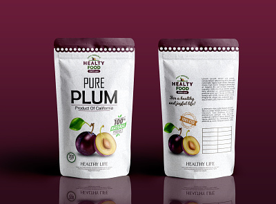 Pure Plum Pouch Label Design 3d branding cbd label design design food label graphic design illustration label design logo packaging design pouch pouch bag pouch design pouchlabel