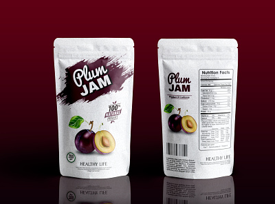 Plum Jam pouch label design 3d branding cbd label design design food packaging graphic design illustration label design logo packaging design pouch label pouch packaging