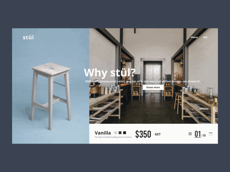 Stül experience furniture interface stool ui user ux webdesign website