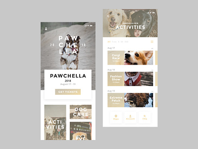 Pawchella dogs event mobile app ui user interface ux