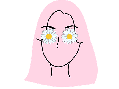 PINK HAIR FLOWERS EYES GIRL