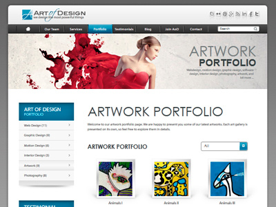 Art of Design - portfolio page