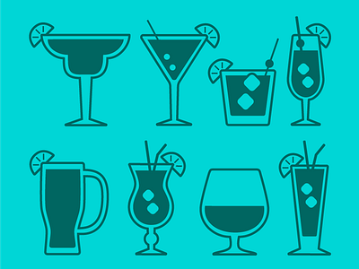 Cocktail icon set adobe illustrator flat design icons illustrations vector