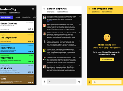 Local city-based community app app app design chat colorful community design simple ui