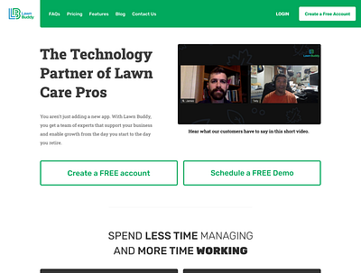 LawnBuddy.com Concept Redesign green homepage lawn care layout web design