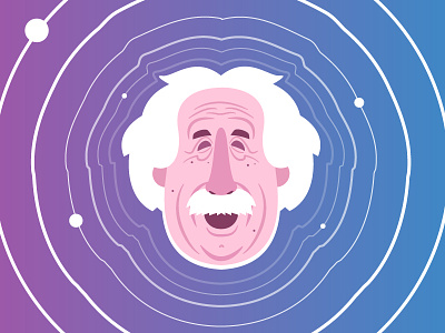 Einstein - Gravitational Waves cartoon character einstein gravitational history illustration illustrator physics science space universe waves