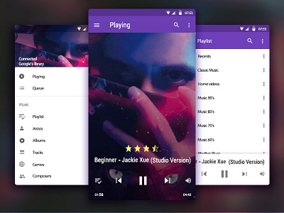 Android Material Music Player material