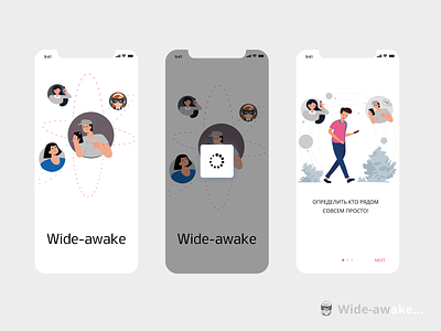 Wide-awake social media app app design graphic design illustration mobile ui vector