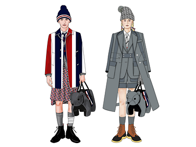 Realistic Fashion Illustration - Thom Browne Collections