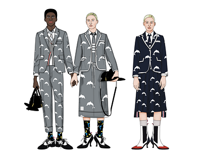 Dolphin Suits For Men and Women collections design fashion fashion design fashion illustration graphic design illustration suit thom browne