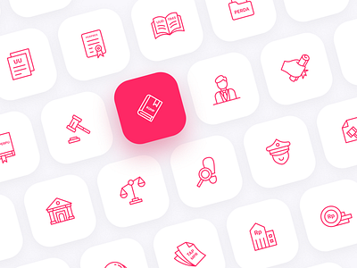 Indonesian Law Iconset icon icons iconset illustration indonesia indonesian law law line art mobile outline outline icon product product design red ui ui kit ux website