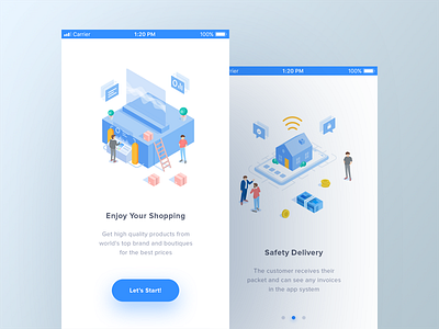 E-Commerce App Onboarding app e commerce illustration ios isometric landing page onboarding product shopping store ui ux