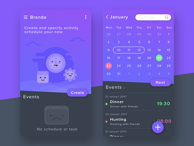 Schedule app app clean flat graphic design ilustlaror