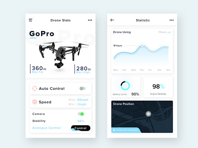 Drone Control app app clean flat graphic design ilustlaror