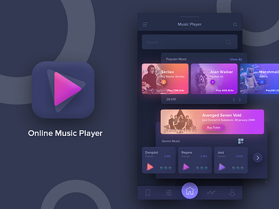 Music App app gradient graphic design mobile mockup