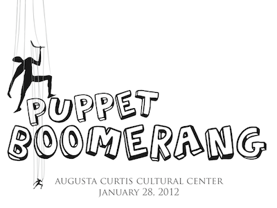Puppet Boomerang Invitation invite print puppetry type