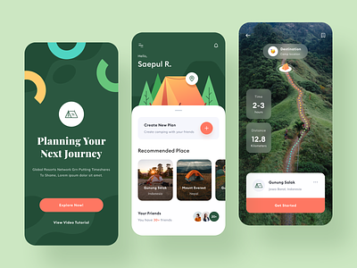 Camping App Design application backpakers camp camping design icon illustration map mobile pattern product design route toglas travel typography