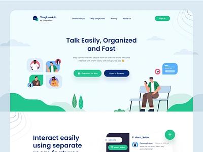 Tangkurak.io Landing page - Avatar illustrations 🤘 avatar chat dashboard desktop ghost icon illustration landingpage man message mobile people platform product design tag talk talking typography ui website