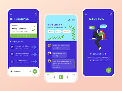Bicit App - Voice Meeting Notes 😎 app audio character chat conversation error girl icons illustrations ios meetings mobile mobile ui music notes plant play productdesign ui ux voice