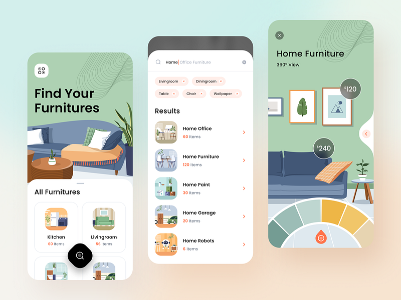 Furniture App Design by Budiarti R. for Orely on Dribbble