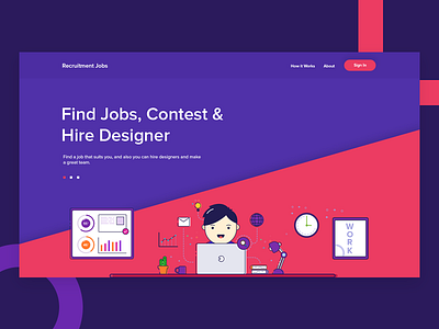 Recruitment Landing Page #2 character clean design flat flatdesign graphic illustration music ui webmockup website