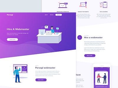 Webmaster - PersegI booking character clean design flatdesign graphic illustration music travel ui website websitemockup